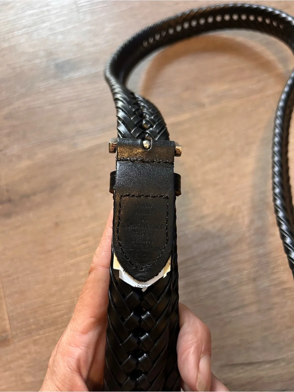 Braided Belt Unisex One Size Black Adjustable Brass Tone Buckle 58” Long